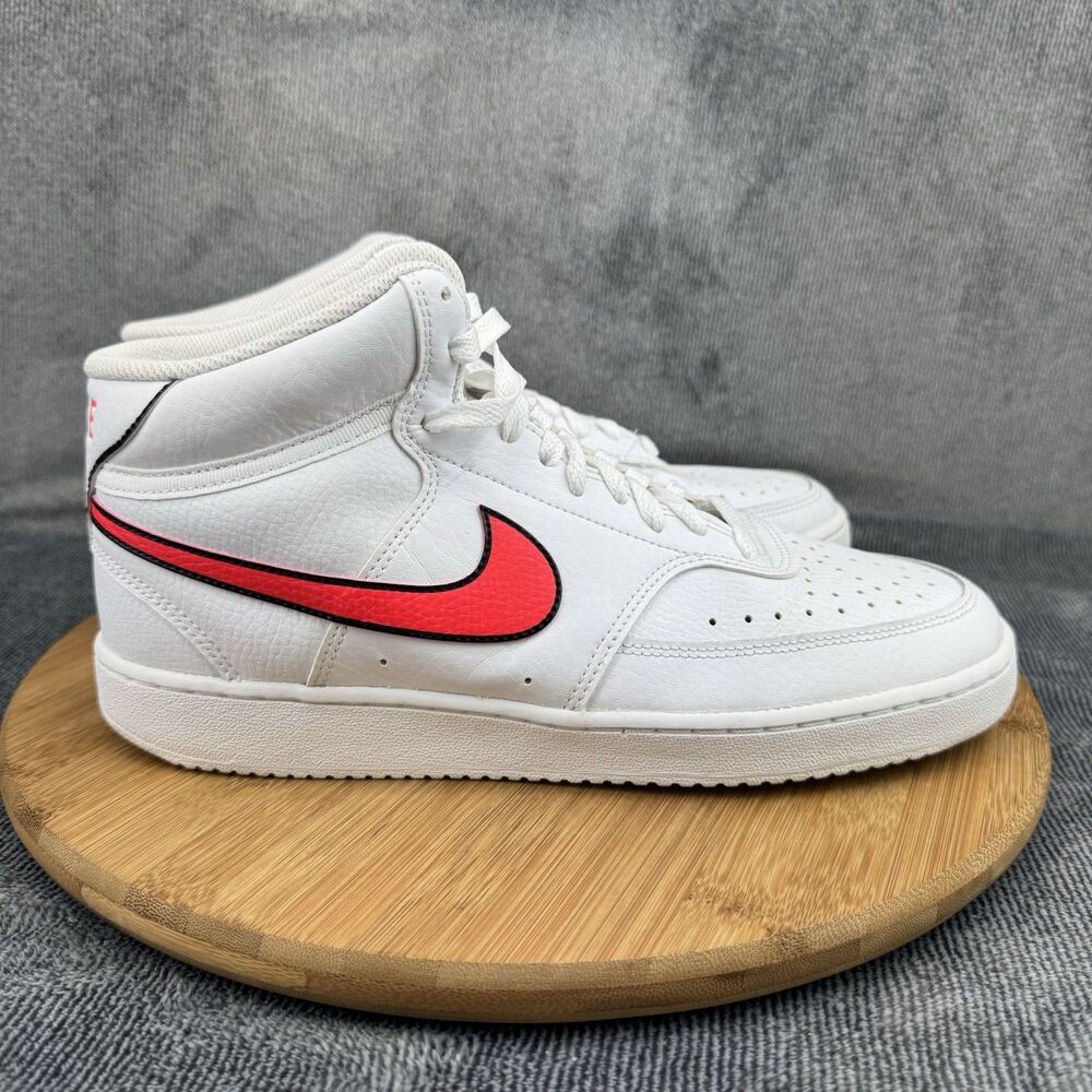 Nike White Sneakers with Red Swoosh